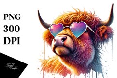 Detailed Highland Calf with Heart Sunglasses PNG Product Image 1