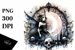 Watercolor Gothic Fairy | Sublimation Clipart Product Image 1