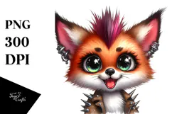Energetic Baby Fox with Punk Look PNG Product Image 1