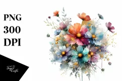Vibrant Bouquet with Cosmos and Splash | Clipart Product Image 3