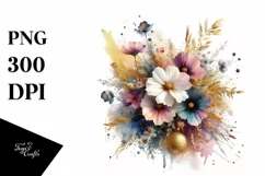 Vibrant Bouquet with Cosmos and Splash | Clipart Product Image 1