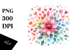 Pastel Flower with Heart Petals PNG Product Image 1