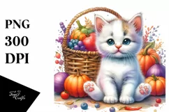 Colorful Baby Kitten Holding Basket | Sublimation | Clipart Product Image 3