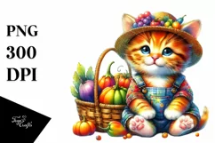 Colorful Baby Kitten Holding Basket | Sublimation | Clipart Product Image 3