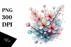 Cherry Blossom Made of Transparent , Watercolor Splash PNG Product Image 1