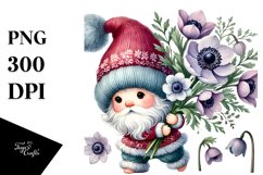 Baby Gnome Anemone Floral Ornament PNG Product Image 1