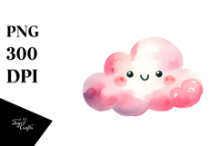 Simple Pinkish Smiling Cloud PNG Product Image 1