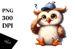 Playful Cartoon Owl, PNG Product Image 1