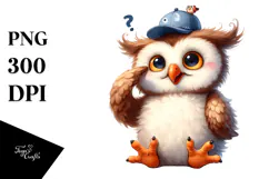 Playful Cartoon Owl, PNG Product Image 1