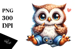 Playful Cartoon Owl, PNG Product Image 1