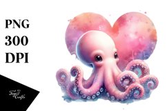 Colorful Baby Octopus with Heart, Transparent PNG Product Image 1