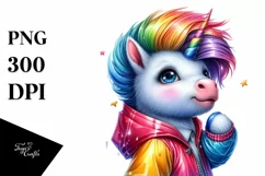 excited Baby Unicorn Posing PNG Product Image 3