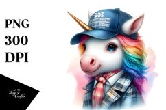 Baby Unicorn with Director Cap PNG Product Image 3