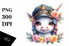 Baby Unicorn with Director Cap PNG Product Image 1