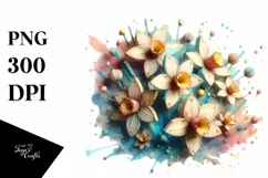 Wooden Narcissus Splash PNG Product Image 3