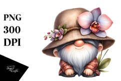 Watercolor GNOME with Orchid PNG Product Image 1