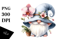 Cute Gnome with Orchid PNG Product Image 1