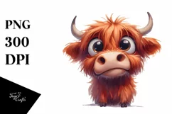 Expressive Highland Cow with Big Eyes PNG Product Image 3