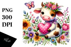 Boho Cow Painting, PNG Product Image 1