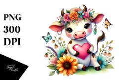 Colorful Cow Artwork, PNG Product Image 1