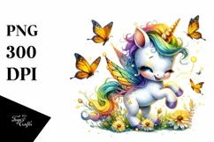 Colorful Baby Unicorn with Fireflies Product Image 1