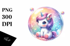 Baby Unicorn in Bubble | Sublimation Clipart Product Image 3
