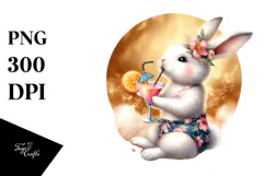 Happy Bunny with Beachwear, Transparent PNG Product Image 1
