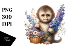 Detailed Boho Monkey Sublimation Clipart Product Image 1