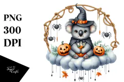 Watercolor Koala in Halloween Style PNG Product Image 1