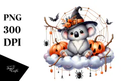 Watercolor Koala in Halloween Style PNG Product Image 1