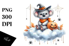 Watercolor Koala in Halloween Style PNG Product Image 1