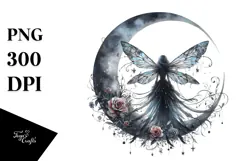 Gothic Fairy on the Moon PNG Product Image 1