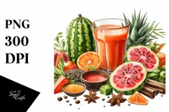 Colorful Tropical Xigua Sticker Clipart Product Image 1