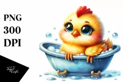 Colorful Smiling Baby Chicken Bathtub Clipart Product Image 3