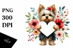 Doodled Flower with Terrier Heart PNG Product Image 1