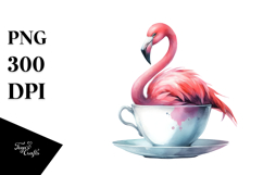 Flamingo in a Teacup Clipart Product Image 1