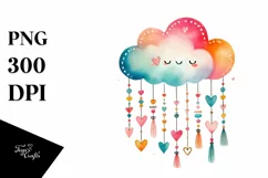 Watercolor Cow Portrait with Boho Bandana, Transparent PNG Product Image 1