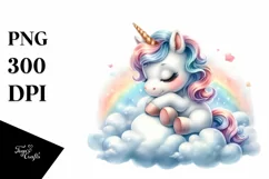 Pastel Baby Unicorn Cloud Sublimation | Clipart Product Image 3