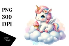Pastel Baby Unicorn Cloud Sublimation | Clipart Product Image 3