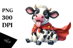 Holstein Cow with Superhero Cape PNG Product Image 1
