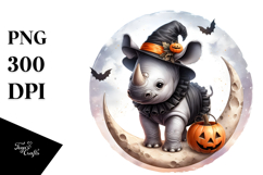 Cute Baby Rhino Halloween Digital Painting PNG Product Image 1
