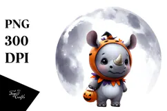 dressed for Halloween Baby Rhino PNG Product Image 1