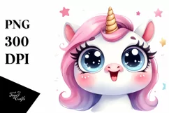Expressive Unicorn with Big Eyes PNG Product Image 1