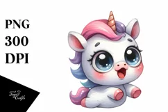 Expressive Unicorn with Big Eyes PNG Product Image 3