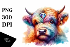 Colorful Baby Highland Cow with Gemstone Product Image 3