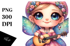 Magical Fairy with Tiny Guitar PNG Product Image 1
