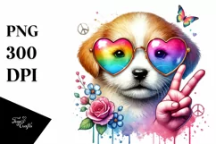 Puppy Winking Showing Victory Sign PNG Product Image 1