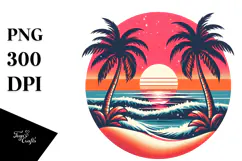 Retro Tropical Beach Sunset, 20 oz Tumbler Product Image 1