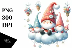 Pastel Santa with Gnomes PNG Product Image 1