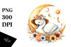 Boho Baby Swan Dressed for Summer PNG Product Image 1